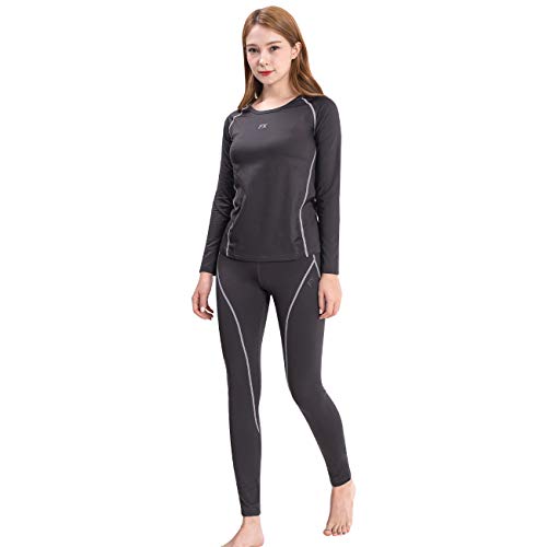 FITEXTREME Womens MAXHEAT Fleece Long Johns Thermal Underwear Set Grey S - Image 2