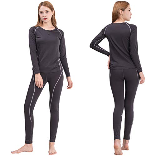 FITEXTREME Womens MAXHEAT Fleece Long Johns Thermal Underwear Set Grey S - Image 1