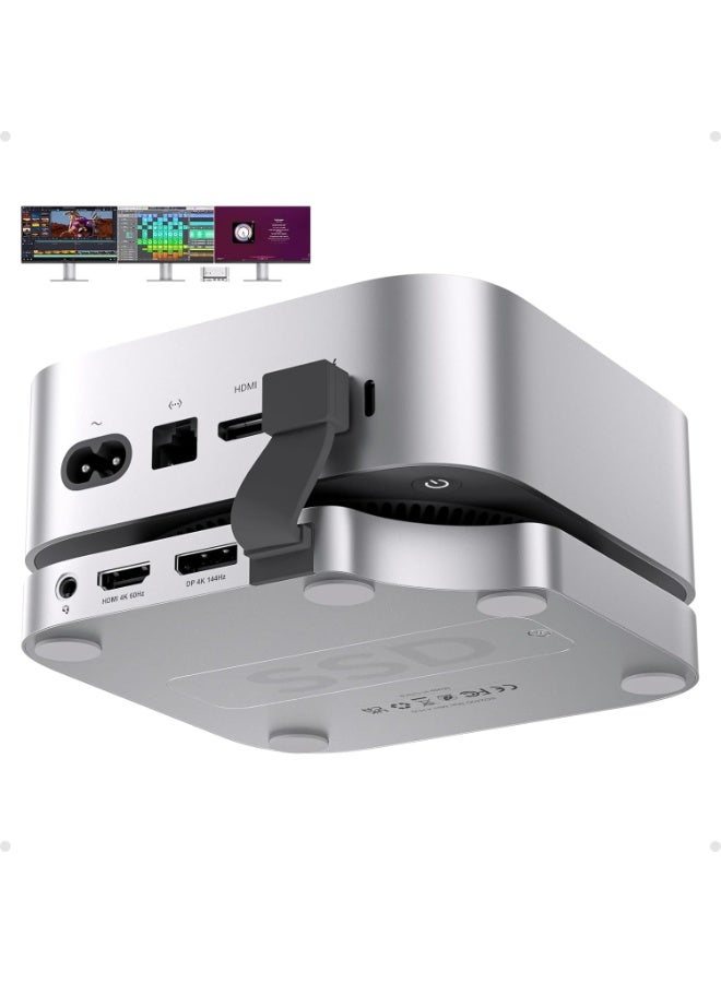 Mac Mini M4 Dock Stand with DP 4K 144Hz & HDMI 4K 60Hz, Mac Mini M4 Pro Hub with 4TB NVMe SSD Enclosure (SSD NOT Included), 3 USB A 2.0, SD/TF 3.0, 3.5mm Audio/Mic, USB C Hub for MacMini 2024 - Image 1