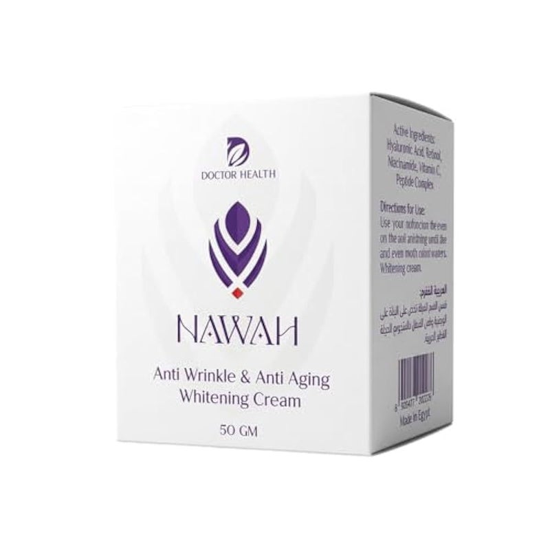 NAWAH Anti-Wrinkle Anti-Aging Whitening Cream with Hyaluronic Acid, Retinol, Niacinamide, Vitamin C, 50g