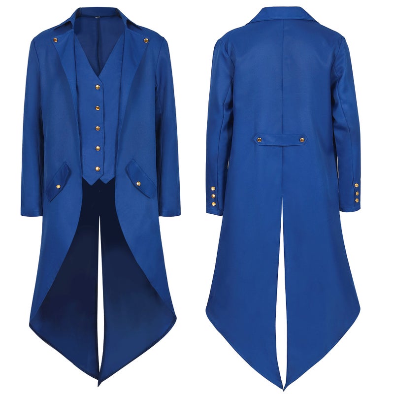 بدلة حفلة كوسبلاي عتيقة ستيمبانك ذات ذيل طائر زرقاء - Image 1