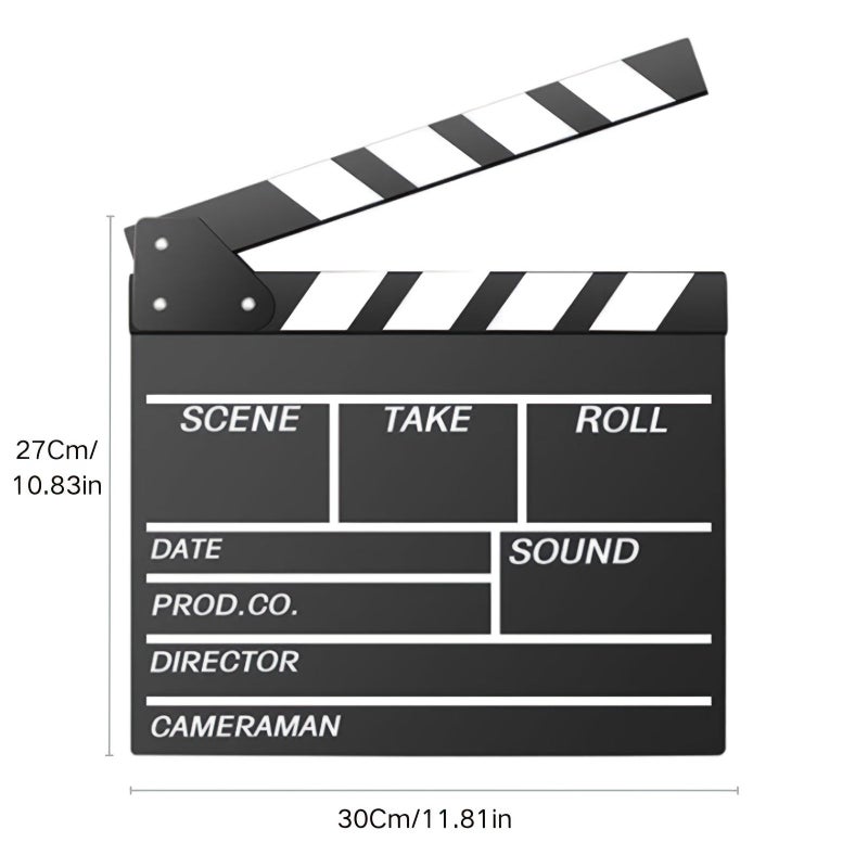 Black Wooden Movie Clapperboard 10.8x11.8 Inch Director And Sound Labels Prop For Hollywood TV Film Photography Studios Videographers - Image 4