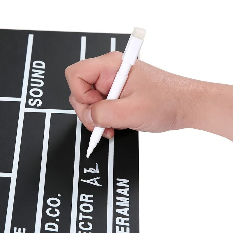 Black Wooden Movie Clapperboard 10.8x11.8 Inch Director And Sound Labels Prop For Hollywood TV Film Photography Studios Videographers - Image 3