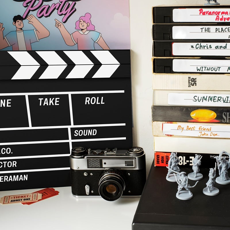 Black Wooden Movie Clapperboard 10.8x11.8 Inch Director And Sound Labels Prop For Hollywood TV Film Photography Studios Videographers - Image 2