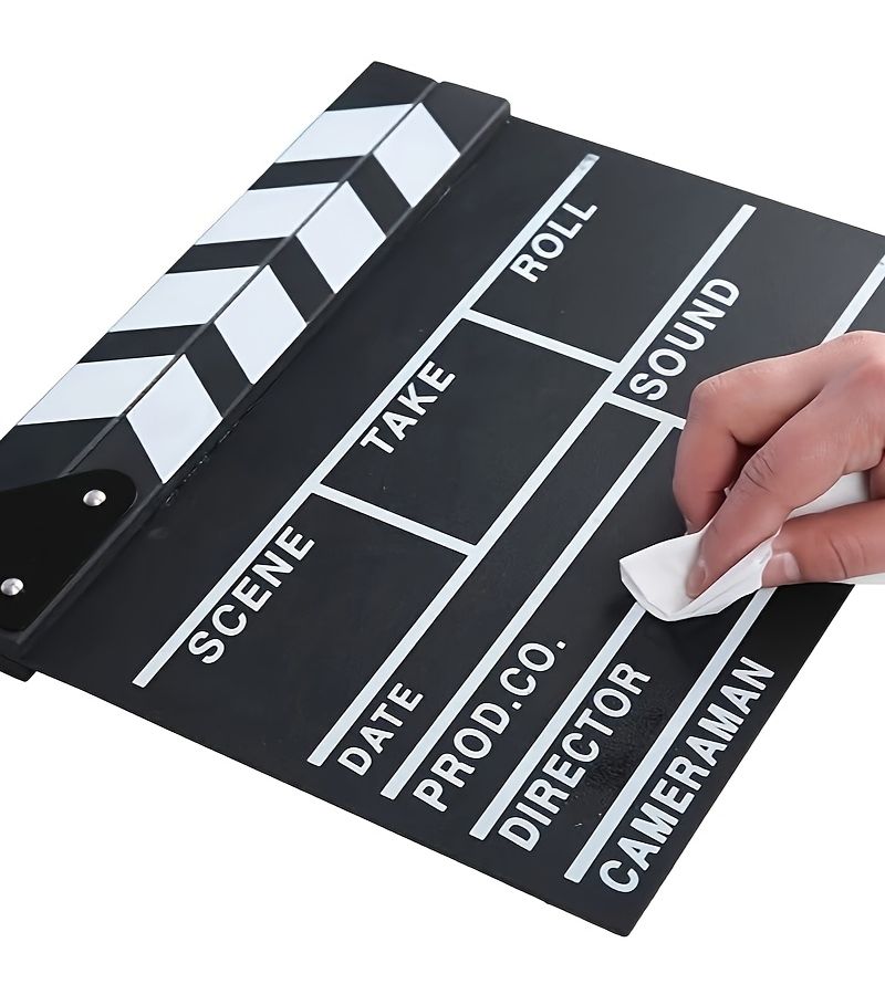 Black Wooden Movie Clapperboard 10.8x11.8 Inch Director And Sound Labels Prop For Hollywood TV Film Photography Studios Videographers - Image 5