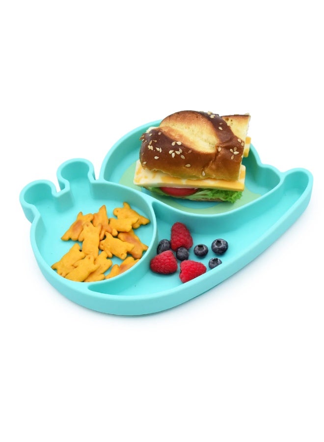 melii Divided Silicone Suction Plate - 100% Silicone, for Baby + Toddlers – BPA Free, Dishwasher & Microwave Safe - Snail - Image 2