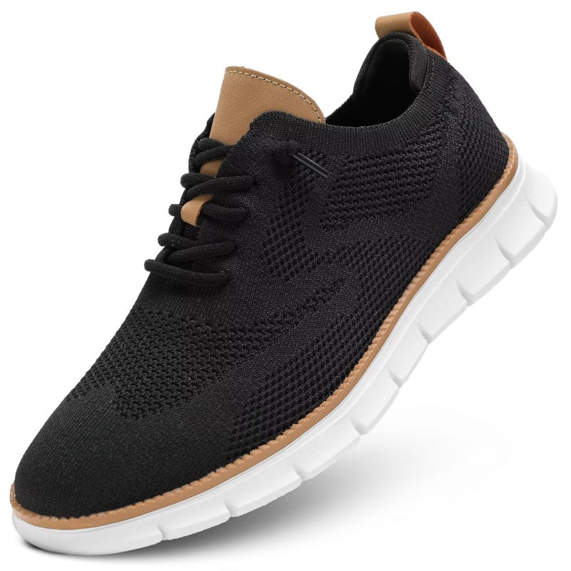 Kvovzo Men's Casual Dress Shoes Fashion Walking Sneakers Mesh Business Oxfords Work Lightweight Soft Sole Black - Image 1