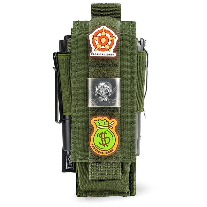 TACTICAL_GEEK TACTICAL GEEK EXT8 EDC Belt Organizer Molle Multitool Sheath Nylon Flashlight Holster EDC Pocket Organizer for Small Tool Organizer Pouch Accessories for Daily Carry Green - Image 2