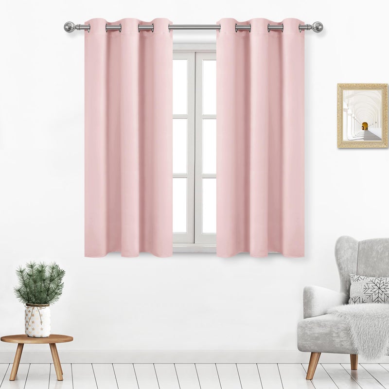 DWCN Blush Pink Curtains 45 Inches Long for Bedroom Spring Blackout Curtain for Living Room 2 Panels Set Solid Grommet Drapes for Girls Room 38W x 45L