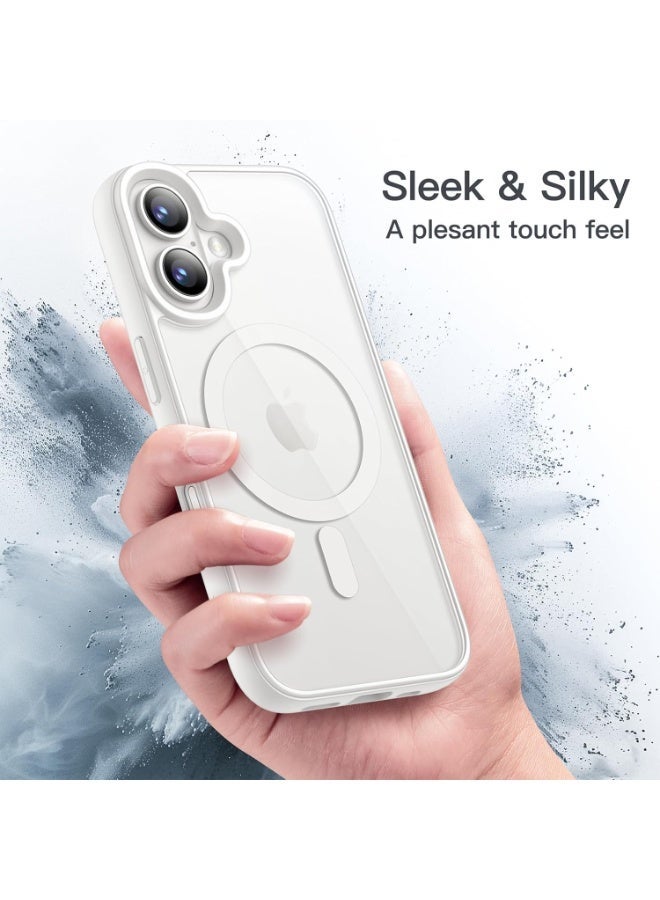أكاليكس حافظة مغناطيسية لهاتف iPhone 16 Plus، متوافقة مع MagSafe، غطاء فاخر مطلي، حافظة هاتف شفافة ناعمة من مادة TPU مقاومة للصدمات، (أبيض) - Image 3