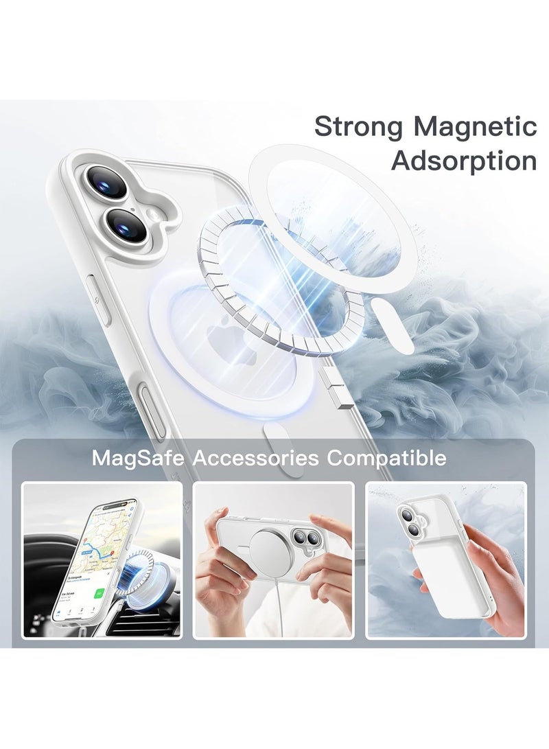 أكاليكس حافظة مغناطيسية لهاتف iPhone 16 Plus، متوافقة مع MagSafe، غطاء فاخر مطلي، حافظة هاتف شفافة ناعمة من مادة TPU مقاومة للصدمات، (أبيض) - Image 4