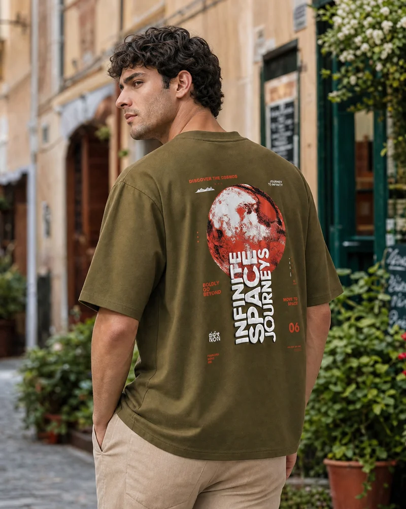 NOBERO NOBERO Men's Premium Oversized Printed T-Shirt