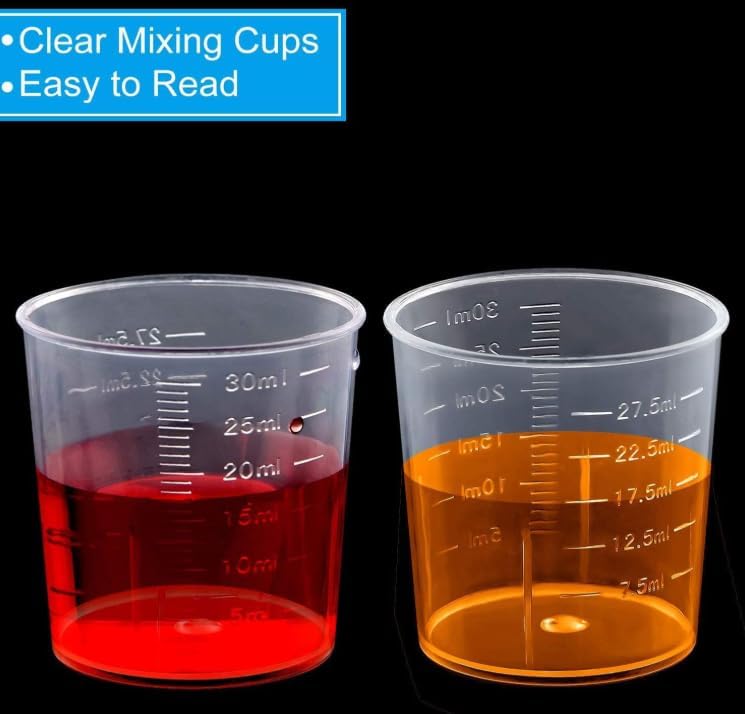 Sumbow 30ml Plastic Liquid Measuring Cups - Mini Clear Kitchen Medicine Cups Transparent Labs Graduated Beakers Baking Cooking Home Lab Measure Tool (10 Packs,1oz,Transparent) - Image 4