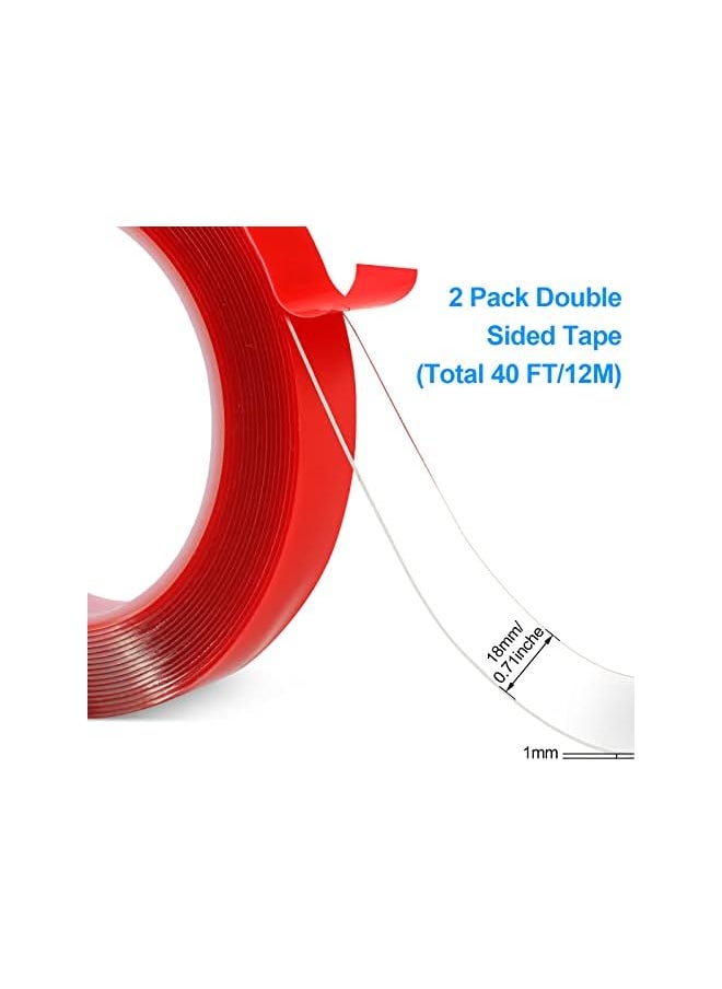 PROMASS - promass Double Sided Tape 2 Pack Heavy Duty - 3/4"10' Acrylic Clear Strong Adhesive Waterproof Removable Double Sided Mounting Tape for Carpet Fix, Home Office Wall Decor, DIY Crafts, Car Glass Decor - Image 1