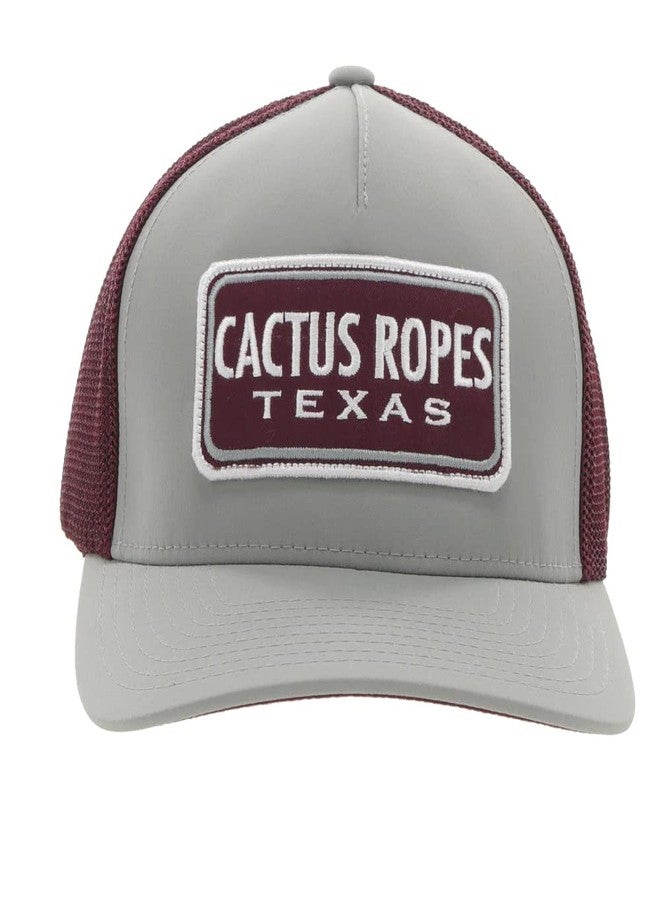 HOOEY Cactus Ropes Flexfit Mesh Back Trucker Hat (US, Alpha, Small, Medium, Grey/Maroon) - Image 3