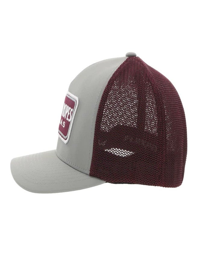 HOOEY Cactus Ropes Flexfit Mesh Back Trucker Hat (US, Alpha, Small, Medium, Grey/Maroon) - Image 2