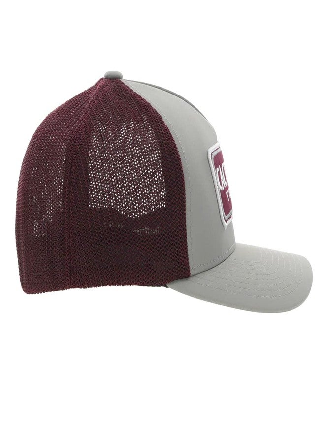 HOOEY Cactus Ropes Flexfit Mesh Back Trucker Hat (US, Alpha, Small, Medium, Grey/Maroon) - Image 4