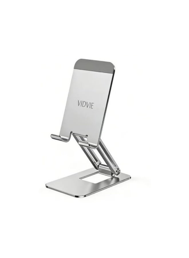 Vidvie Metal Foldable Phone Holder With Built-in Silicone Anti-Slip Base (Gray) - Image 1