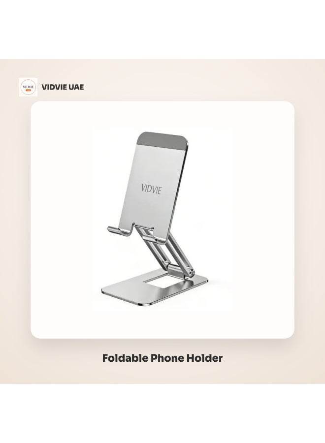 Vidvie Metal Foldable Phone Holder With Built-in Silicone Anti-Slip Base (Gray) - Image 2