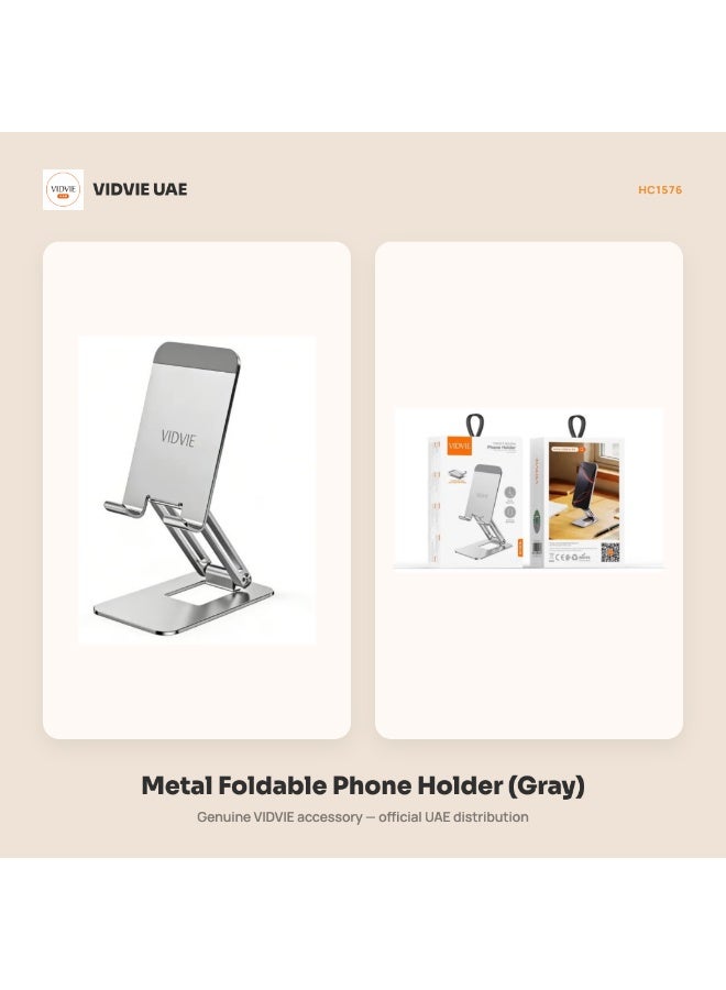 Vidvie Metal Foldable Phone Holder With Built-in Silicone Anti-Slip Base (Gray) - Image 5