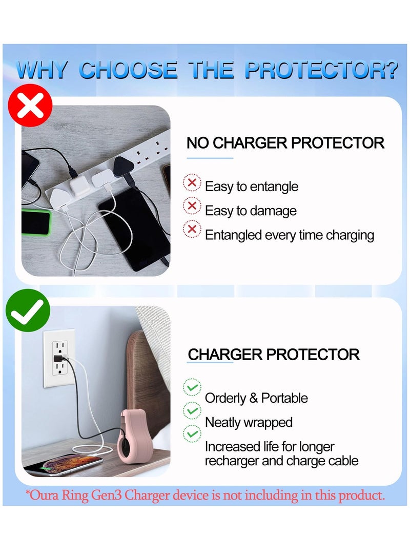 SYOSI For Oura Ring Gen3 Charger Silicone Charger Protector Cover, ONLY Cover with Cord Winder Not A Charger, Charger Organizer Wrapping Charger and Cords for Oura Ring Gen3 Charging Dock and USB-C Cable - Image 4