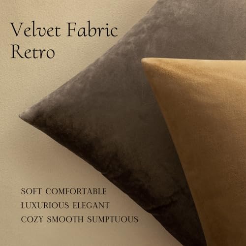 MIULEE Pack of 2 Velvet Pillow Covers Decorative Square Pillowcase Soft Solid Cushion Case for Sofa Bedroom Car 12 x 12 Inch Chocolate - Image 5