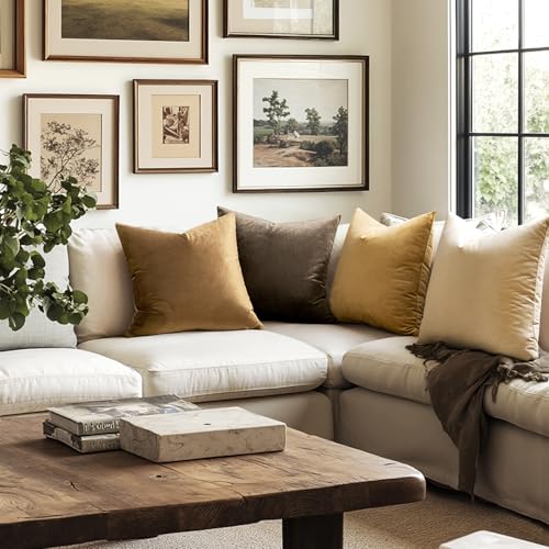 MIULEE Pack of 2 Velvet Pillow Covers Decorative Square Pillowcase Soft Solid Cushion Case for Sofa Bedroom Car 12 x 12 Inch Chocolate - Image 2