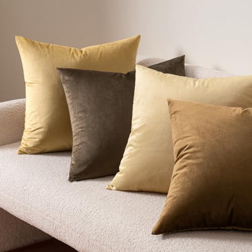 MIULEE Pack of 2 Velvet Pillow Covers Decorative Square Pillowcase Soft Solid Cushion Case for Sofa Bedroom Car 12 x 12 Inch Chocolate - Image 4