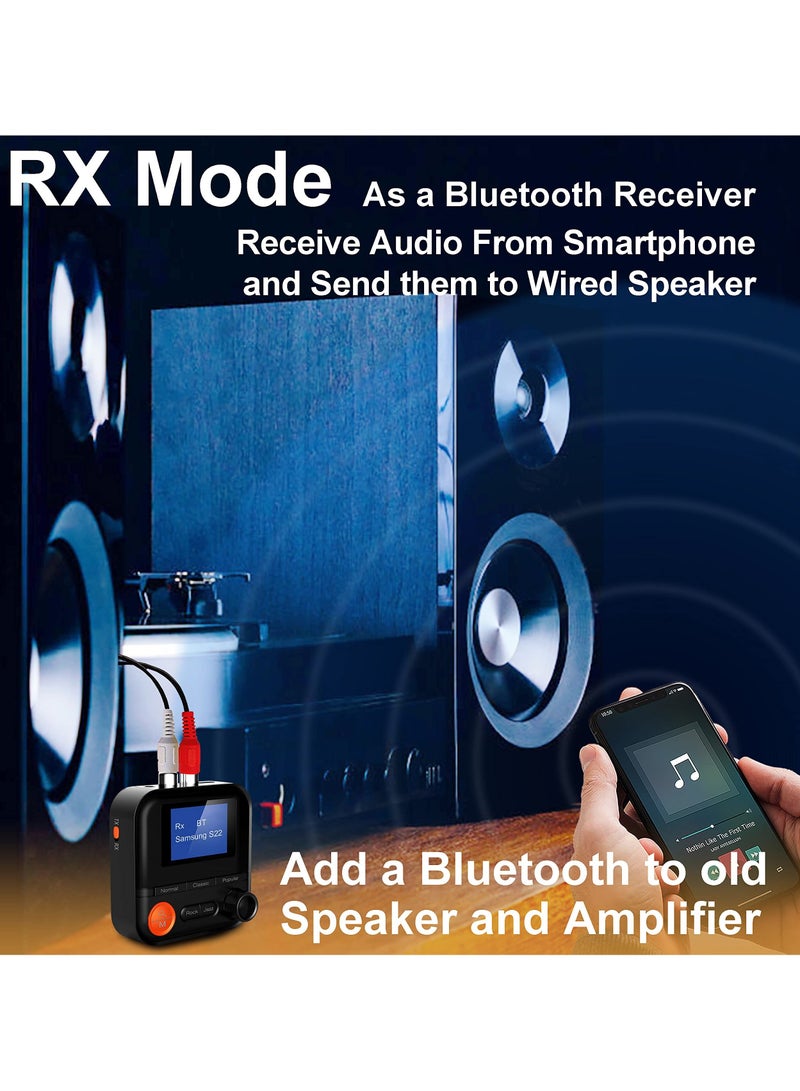 Bluetooth Transmitter and Receiver with LCD Screen, Versatile 2-in-1 Adapter, 5 EQ Modes, TF Card Support, 3.5mm AUX RCA, Ideal for TV, PC, Car, MP3, CD Player, Speaker, Headset - Image 3