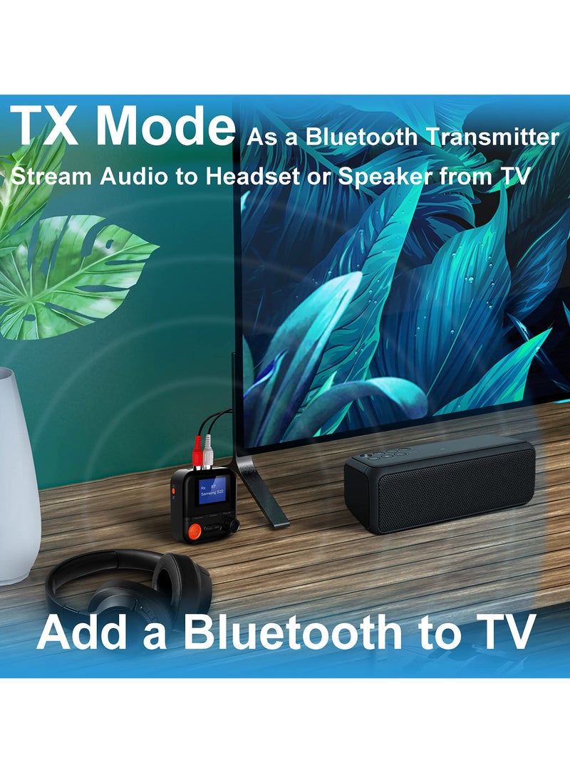 Bluetooth Transmitter and Receiver with LCD Screen, Versatile 2-in-1 Adapter, 5 EQ Modes, TF Card Support, 3.5mm AUX RCA, Ideal for TV, PC, Car, MP3, CD Player, Speaker, Headset - Image 4