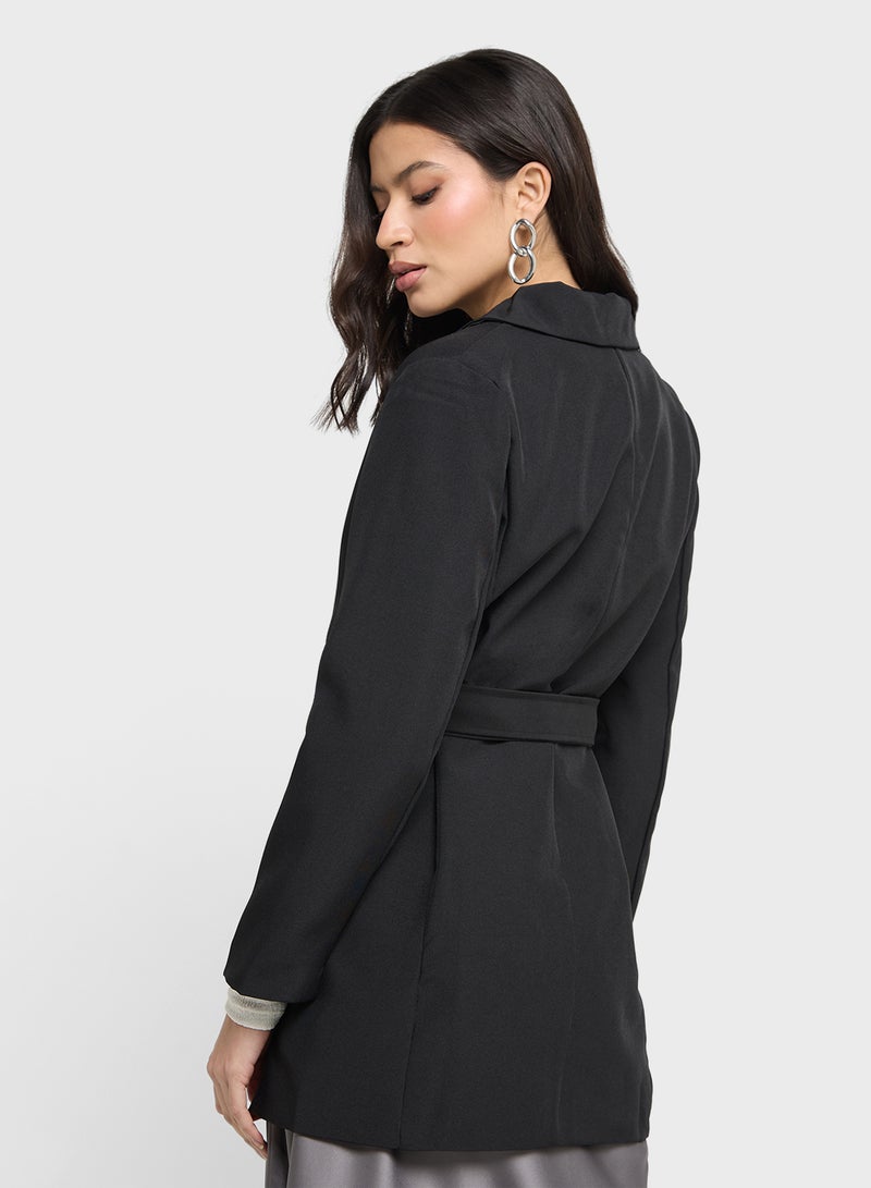 ELLA Longline Blazer With Belt  - Image 2