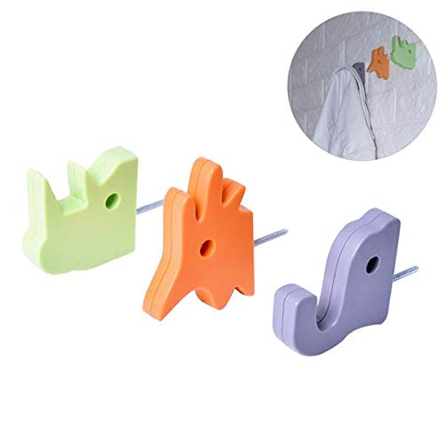 CONNECTWIDE 3pcs Creative Wall Hook Hanger Cartoon Animal Shaped Rhino Rooster Elephant Hanging Hooks Home Storage Hooks Rails - Image 4