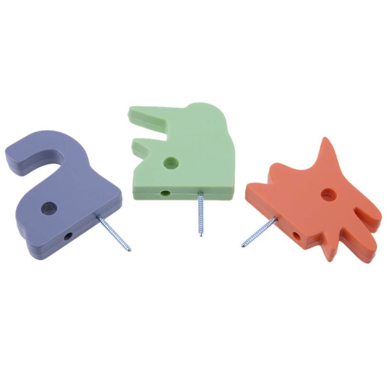 CONNECTWIDE 3pcs Creative Wall Hook Hanger Cartoon Animal Shaped Rhino Rooster Elephant Hanging Hooks Home Storage Hooks Rails - Image 1