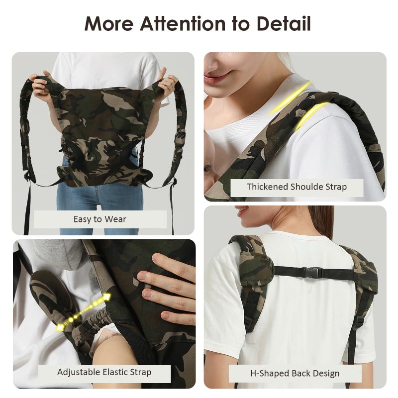 MISSWISDOM Baby Carrier for Dad (7-30lbs)-Military Stylish Infant Holder Carriers Newborn to Toddler, Men Baby Carrier with Windproof Cap, One Size Fits All, Camouflage - Image 4