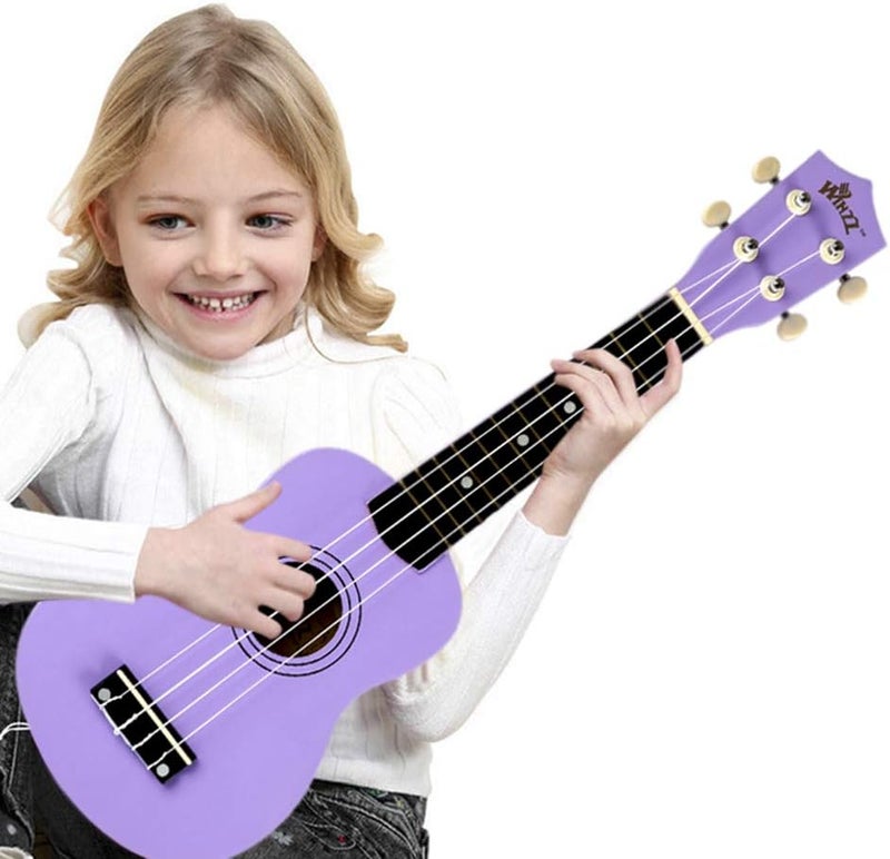 وينز مجموعة Soprano Ukulele للمبتدئين، آلات موسيقية مع حقيبة، موالف قابل للتثبيت، أوتار إضافية، حزام، معول، ملصقات الحنق، بطاقة الأوتار، قطعة تلميع (21 بوصة سوبرانو، أرجواني) - Image 2