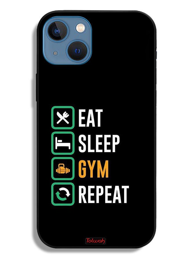 Tolwak Apple iPhone 13 Protective Case Eat Sleep Gym Repeat  - Image 2