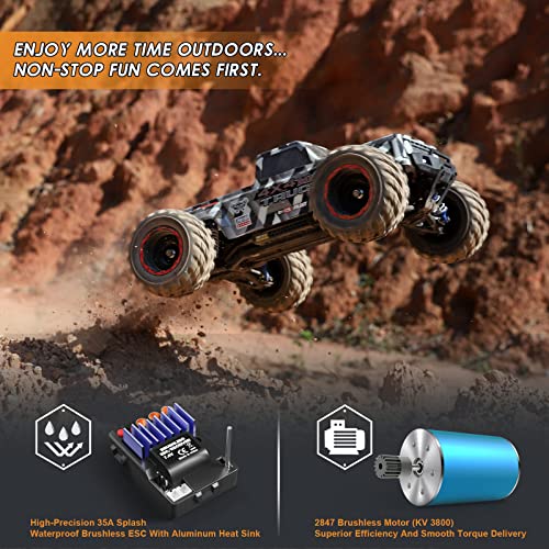 HAIBOXING سيارات هايبكسينغ 1/12 الكهربائية بدون فرش 903A، شاحنة وحش 4X4 للطرق الوعرة مع تحكم عن بعد سريع بسرعة قصوى 55 كم/س، مركبات RTR من الدرجة الهواية لجميع التضاريس للبالغين والأولاد - Image 5