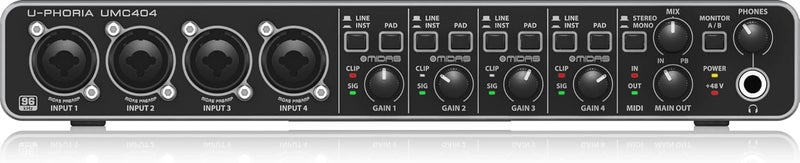 Behringer U-PHORIA UMC404HD Audiophile 4x4 USB Audio/MIDI Interface with Midas Mic Preamplifiers - Image 1