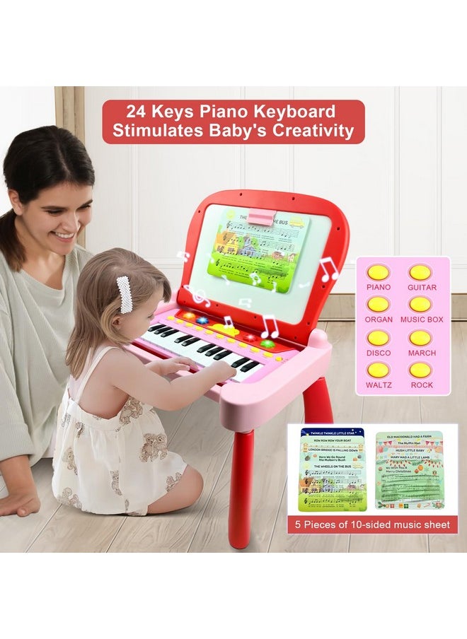 Love&Mini Toys For 3+ Year Old Girls 3 In 1 Activity Table Toddler Toys With 24 Keys Musical Piano Toys, 8-Sided Touch Learn Card, Drawing Board, Birthday Xmas Gift For 3+ Year Old Girls Boys  - Image 3