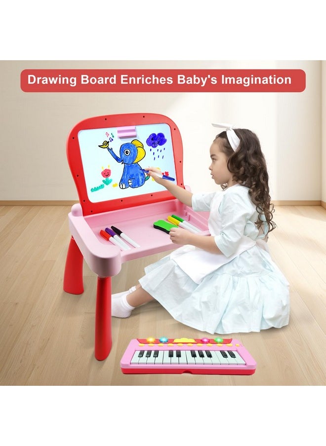 Love&Mini Toys For 3+ Year Old Girls 3 In 1 Activity Table Toddler Toys With 24 Keys Musical Piano Toys, 8-Sided Touch Learn Card, Drawing Board, Birthday Xmas Gift For 3+ Year Old Girls Boys  - Image 5