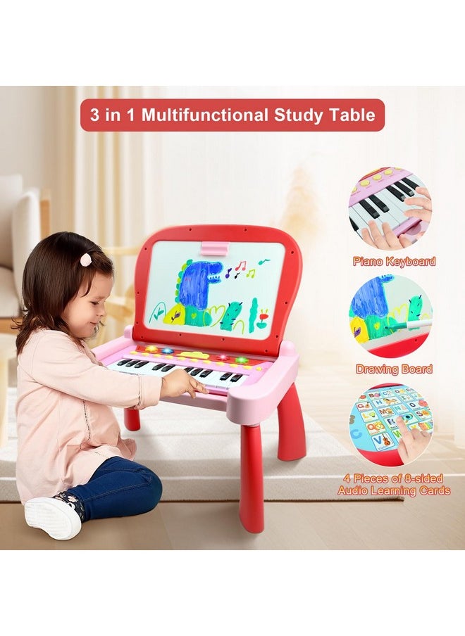 Love&Mini Toys For 3+ Year Old Girls 3 In 1 Activity Table Toddler Toys With 24 Keys Musical Piano Toys, 8-Sided Touch Learn Card, Drawing Board, Birthday Xmas Gift For 3+ Year Old Girls Boys  - Image 2