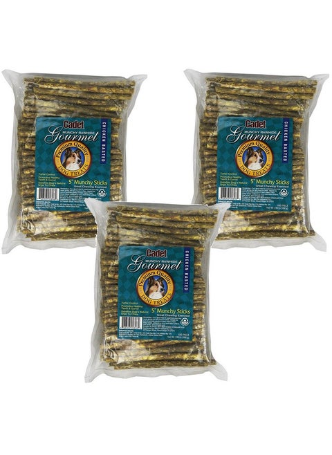 Cadet (3 Packages) 100-Count Munchy Chicken Stick, 5-Inch by 9-10mm