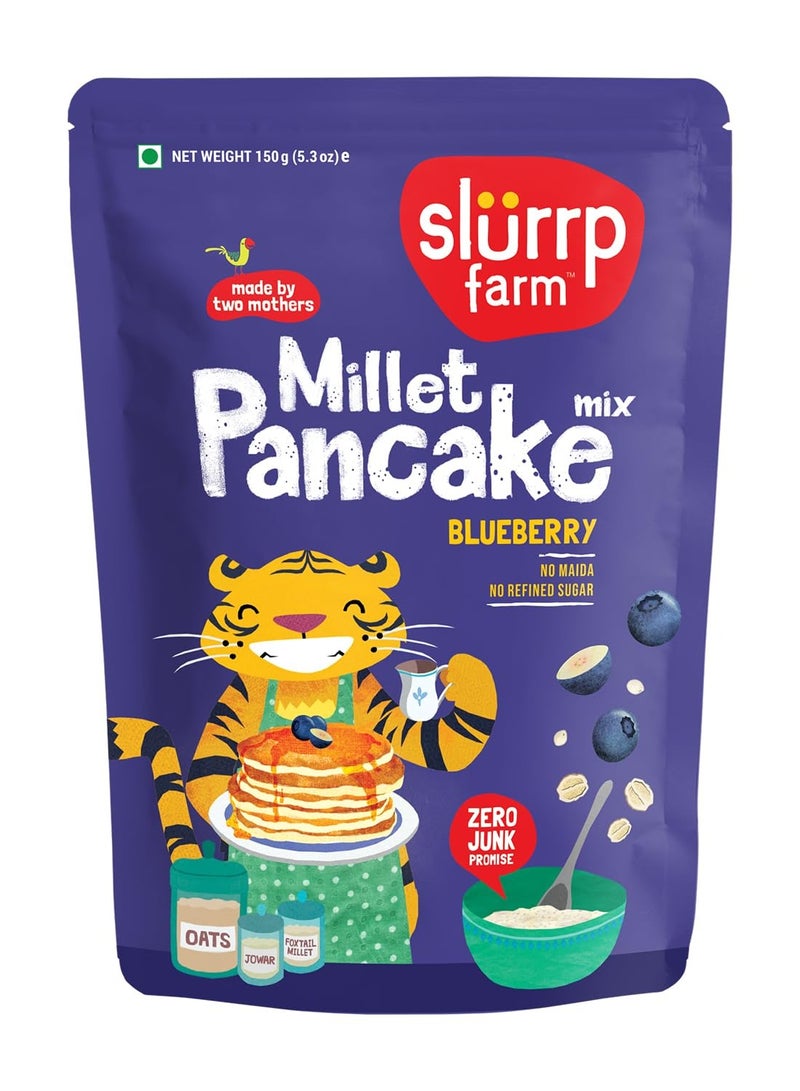 Slurrp Farm Slurrp Farm No Maida Pancake Mix Instant Breakfast Mix made with Oats and Jowar 100% Vegetarian Eggless Healthy Breakfast for Kids and Adults With Real Blueberries- 150g - Image 1