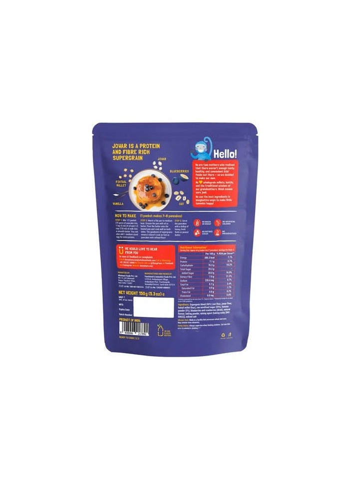 Slurrp Farm Slurrp Farm No Maida Pancake Mix Instant Breakfast Mix made with Oats and Jowar 100% Vegetarian Eggless Healthy Breakfast for Kids and Adults With Real Blueberries- 150g - Image 2