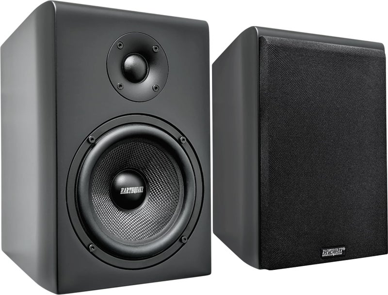 EARTHQUAKE Sound RBS-52 Bookshelf Speaker with PistonMax Technology, 5.25" High Output Woofer and Dynamic 1" Silk Dome Neodymium Tweeter, Matte Black, Pair - Image 1