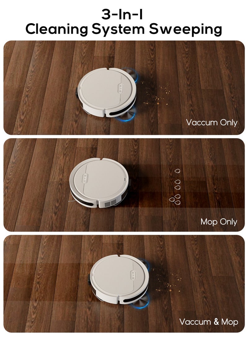 pureatic - Robot Vacuum And Mop Combo, App/Voice Control, 3 In 1 Robot Vacuum Cleaner, 4000pa Max Power Suction, Scheduled Cleaning, Automatic Recharge, For Pet Hair, Low Carpet - Image 1