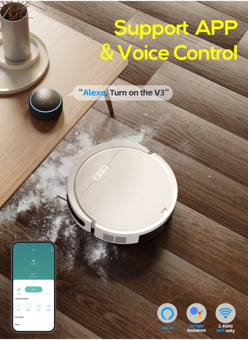 pureatic Robot Vacuum And Mop Combo, App/Voice Control, 3 In 1 Robot Vacuum Cleaner, 4000pa Max Power Suction, Scheduled Cleaning, Automatic Recharge, For Pet Hair, Low Carpet  - Image 4