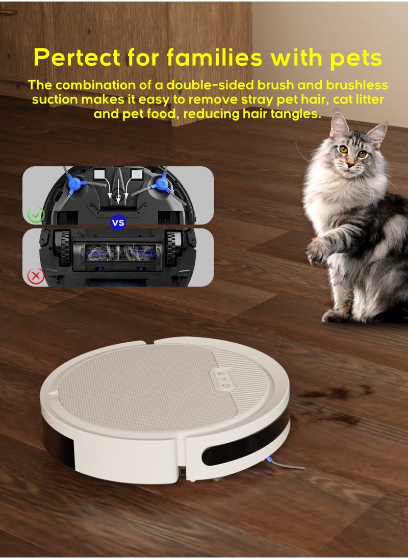 pureatic Robot Vacuum And Mop Combo, App/Voice Control, 3 In 1 Robot Vacuum Cleaner, 4000pa Max Power Suction, Scheduled Cleaning, Automatic Recharge, For Pet Hair, Low Carpet  - Image 3