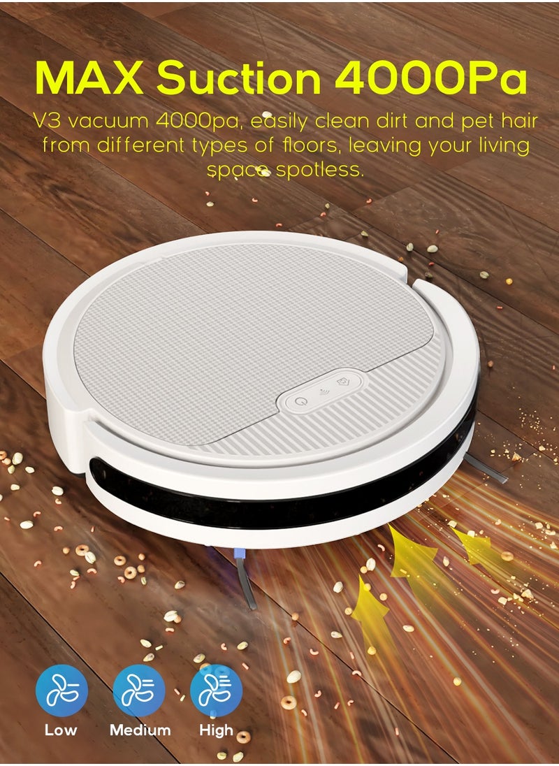 pureatic Robot Vacuum And Mop Combo, App/Voice Control, 3 In 1 Robot Vacuum Cleaner, 4000pa Max Power Suction, Scheduled Cleaning, Automatic Recharge, For Pet Hair, Low Carpet  - Image 2