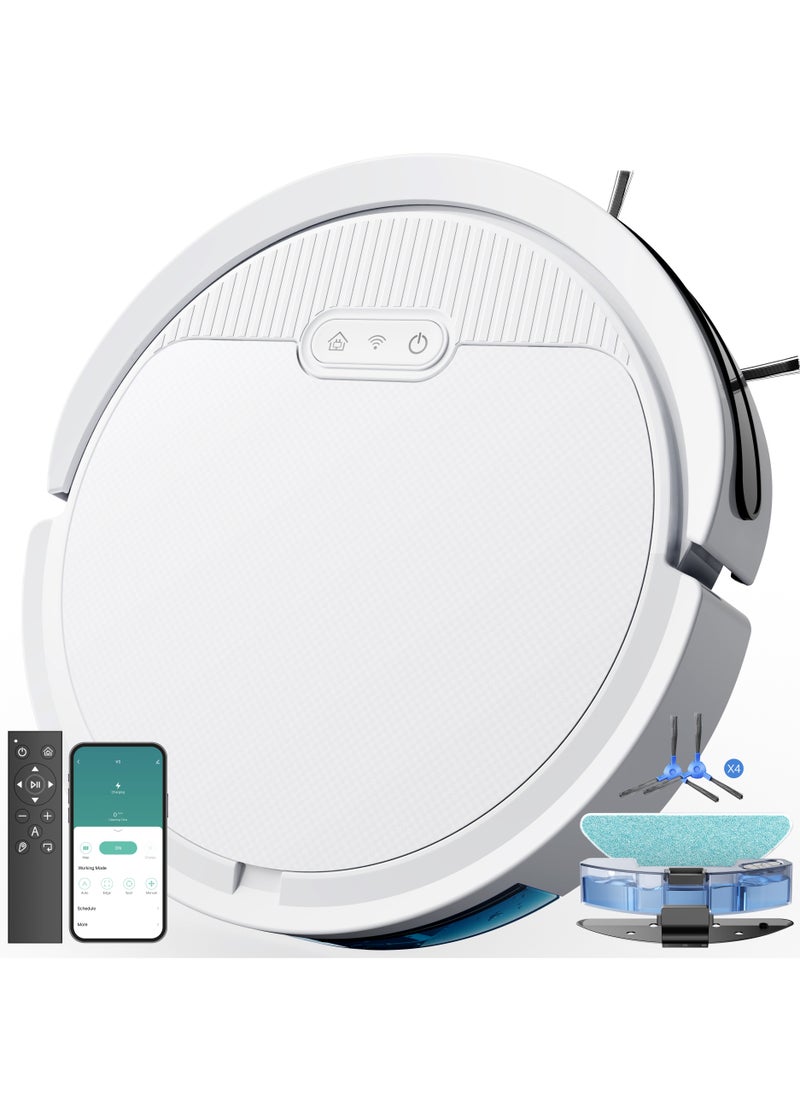 pureatic Robot Vacuum And Mop Combo, App/Voice Control, 3 In 1 Robot Vacuum Cleaner, 4000pa Max Power Suction, Scheduled Cleaning, Automatic Recharge, For Pet Hair, Low Carpet  - Image 1